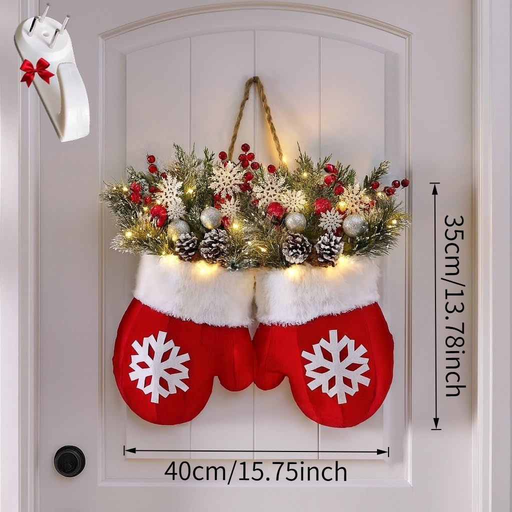 TM Christmas Glove Wreath Artificial Pine Decoration | Direct Furnish