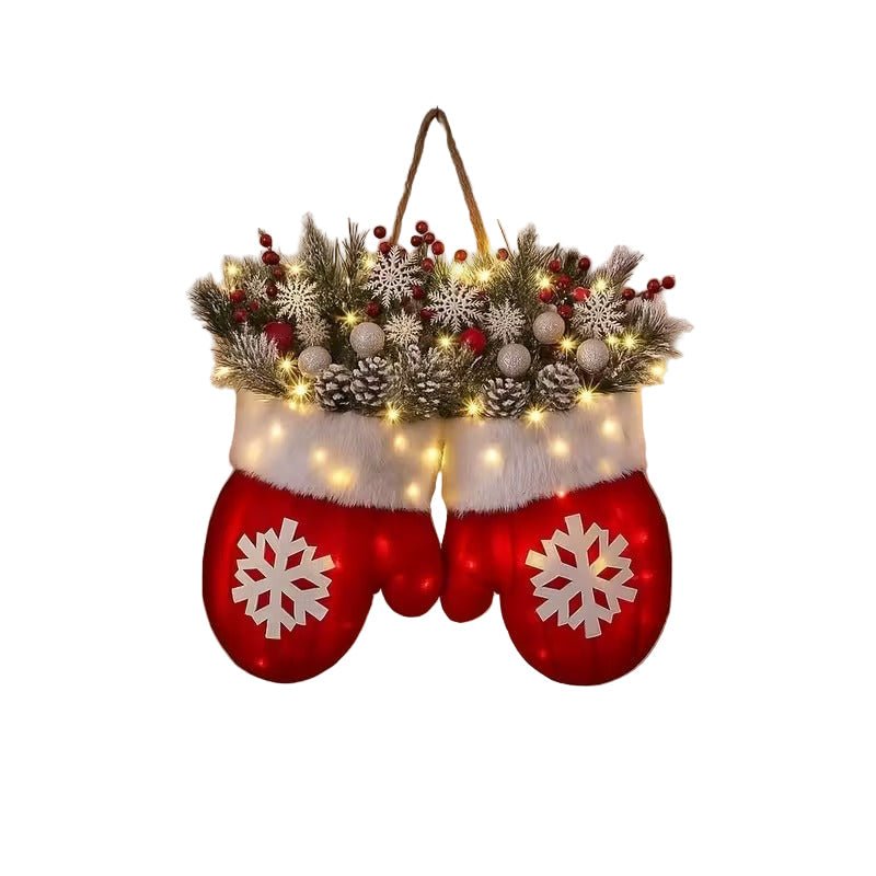TM Christmas Glove Wreath Artificial Pine Decoration | Direct Furnish