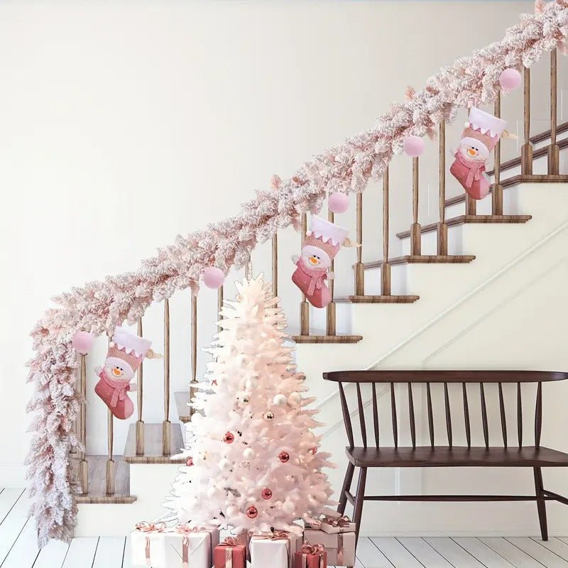 TM Christmas Pink Snowflake Pine Wreath | Direct Furnish