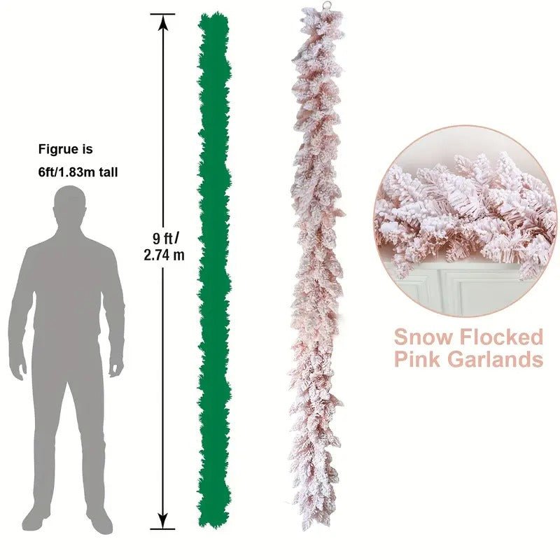 TM Christmas Pink Snowflake Pine Wreath | Direct Furnish