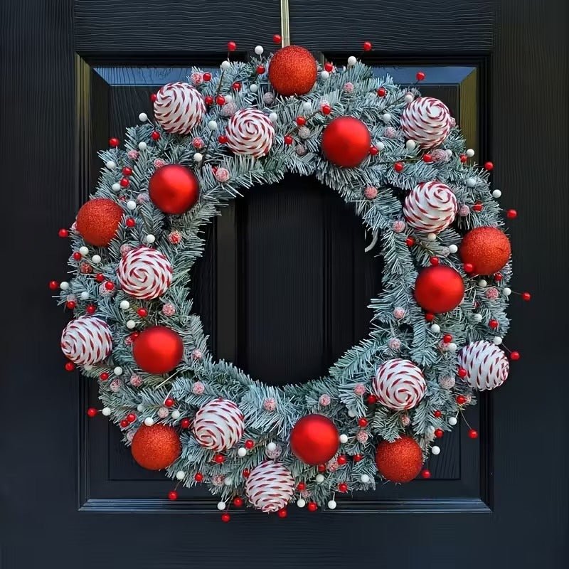 TM Christmas Winter Candy Cane Wreath | Direct Furnish