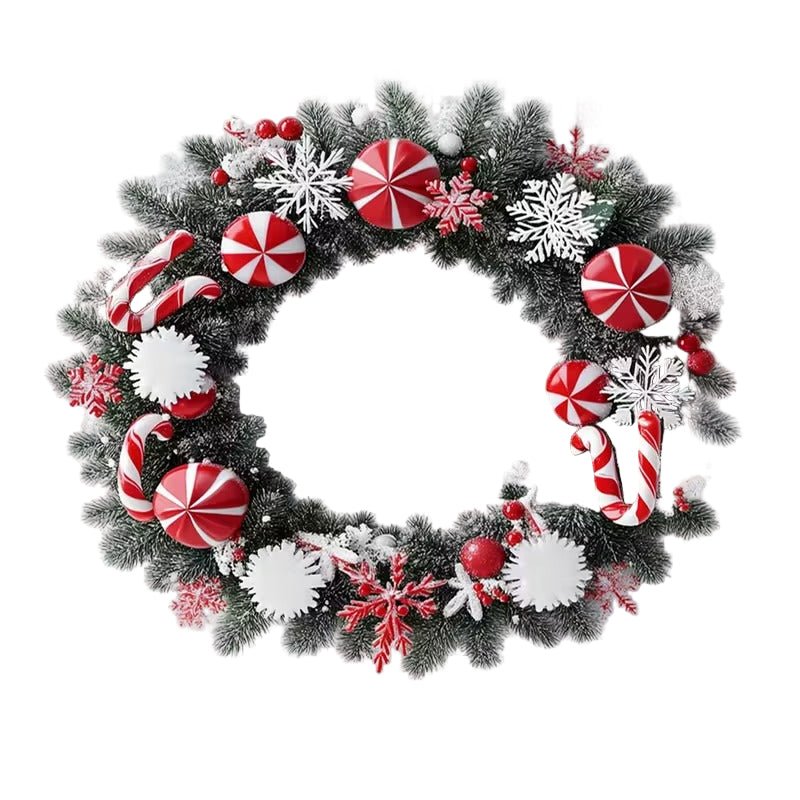 TM Christmas Wreath with Candy Canes & Snowflakes | Direct Furnish
