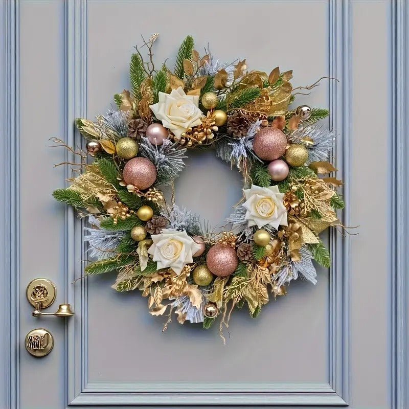 TM Golden Bow Christmas Wreath | Direct Furnish