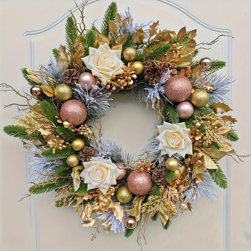TM Golden Bow Christmas Wreath | Direct Furnish