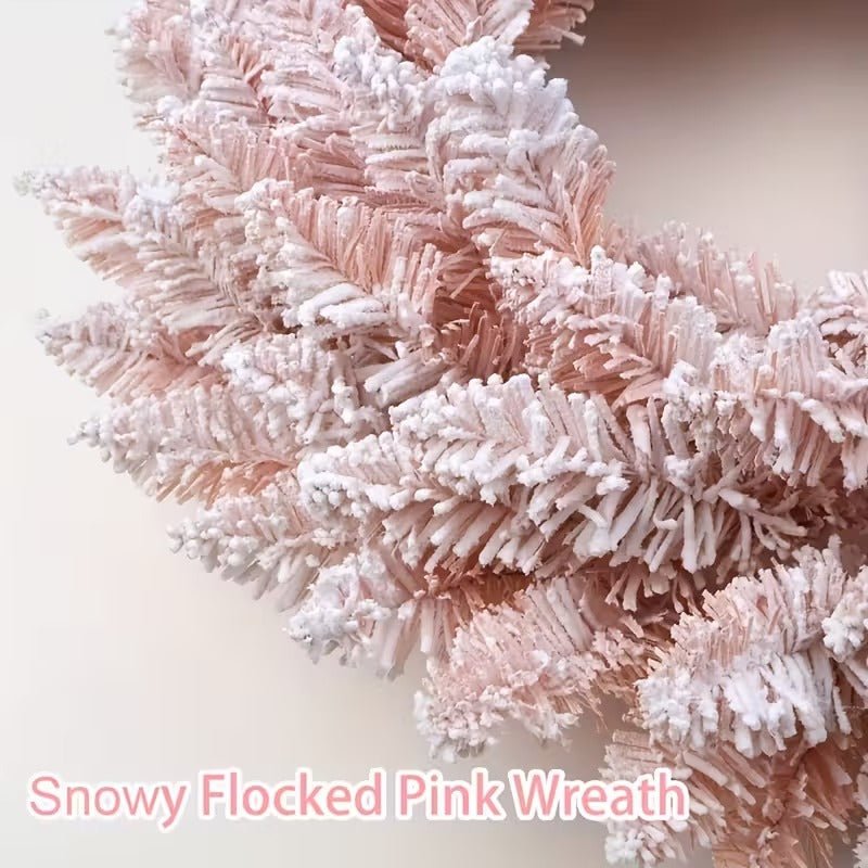 TM Pink Snowy Pine Christmas Wreath | Direct Furnish