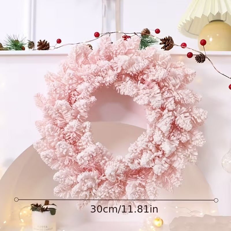 TM Pink Snowy Pine Christmas Wreath | Direct Furnish