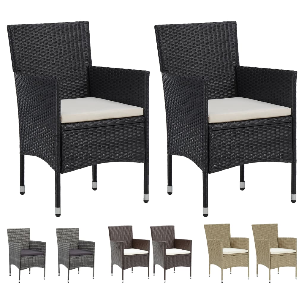 vidaXL Rattan Dining Chairs 2 Pcs Outdoor Wicker Dining Chair Poly Rattan